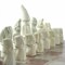 Hand Carved Soapstone Chess Set with 15 Inch Board Pink and White Stone